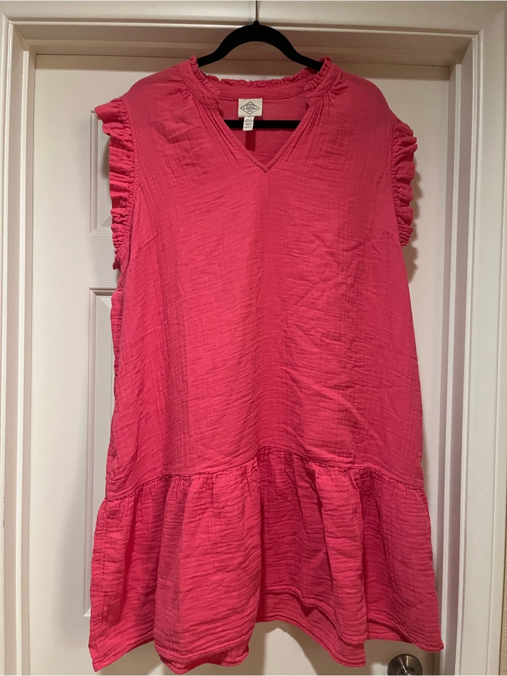 St. John’s Bay Pink Ruffled Sleeve V-Neck Women's Dress